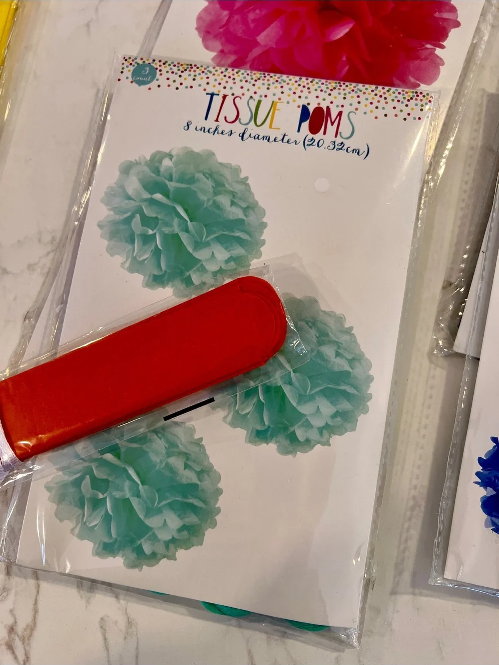Target Tissue Pom Poms - Blue, Pink, Yellow, Orange, Teal, Burgundy